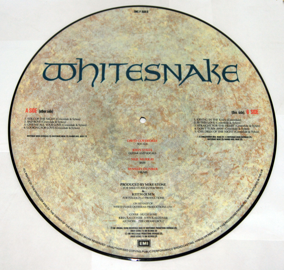 High Resolution Photos of whitesnake picture disc pd 